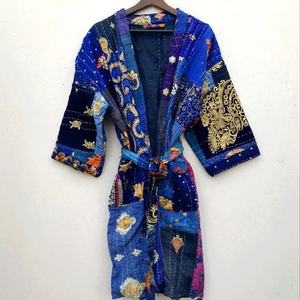 Nouvelle arrivée indienne Bikini Cover Up Vintage Coton Longue Kantha Veste Ethnique Boho Style Kantha Kimono Robe Pour Femmes - Product Image 1