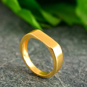 Trendy High Quality <b>Signet</b> <b>Ring</b> Minimalist Brass Band <b>Men</b> 18k Gold Plated Minimal Flat Geometric Bar Design Wholesale/OEM/ODM - Product Image 1