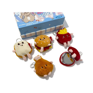 Porte-clés en peluche Miko 9 cm, série Hamburg, grand miroir rond avec un design mignon sur le thème de la nourriture, pour filles et enfants - Product Image 2