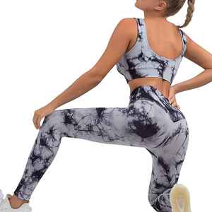 Conjunto de Ropa Deportiva para Mujer al por Mayor, de Alta Calidad, Tejido con Costuras, Logotipo Personalizado, para Gimnasio, Fitness, Yoga, Color Sólido, Elástico en Cuatro Direcciones - Product Image 4