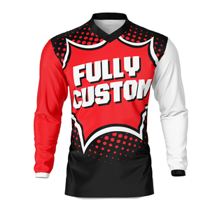 เสื้อเจอร์ซีย์ MX พิมพ์ลายโลโก้แบบเต็มตัวด้วยเทคนิค Dye Sublimation ระบายอากาศได้ดี แห้งเร็ว น้ำหนักเบา เสื้อมอเตอร์ครอส รับผลิตแบบ OEM ODM จากโรงงาน - Product Image 1