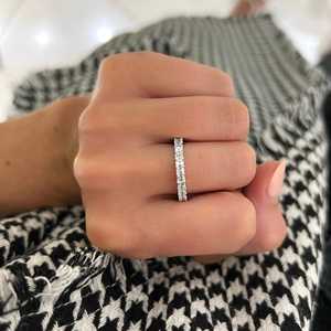 Asscher Cut Lab Grown Diamond Full Eternity Wedding Band 925 <b>Silver</b> 10k 14k Gold Stackable Matching Ring Manufacture Wholesale - Product Image 4