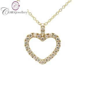 TENDANCE 18K AU750 SOILD PENDENTIF COEUR EN OR BLANC DIAMANT NATUREL POUR LES AMOUREUX - Product Image 5