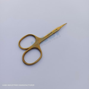 Tijeras para Cutículas de Color Dorado Plasma, Removedor Profesional de Piel Muerta para Manicura, Cuchilla Supercut Personalizada, Curva, de Acero Inoxidable HABI - Product Image 3