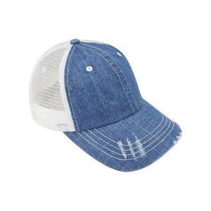 Casquette en jean classique imperméable, style sport vintage, non structurée, délavée, réglable, haute, en tissu épais, avec ouverture pour queue de cheval, unisexe, pour l'extérieur - Product Image 5