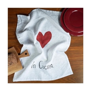 Im Cucina brodé blanc 100% coton biologique GOTS serviettes de cuisine de golf épaisses personnalisées avec une haute qualité absorbante d'eau - Product Image 1