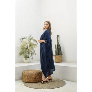 Womens <b>Navy</b> Blue Open Front Kimono <b>Cardigan</b> Long Sleeve Casual Loose Fit Beach Cover Up Kaftan Robe - Product Image 5