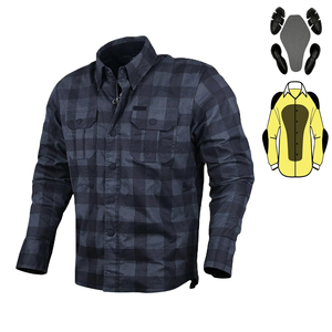 Camisa de Franela Estilo Café Racer Gris Oscuro y Camisa de Motociclista con Protección y Cierre de Cremallera para Hombre, Talla 5XL - Product Image 1
