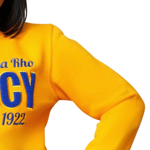 Sweat-shirt en chenille Sigma Gamma Rho Legacy pour femme, broderie or et bleu, mélange de coton, manches longues, coupe décontractée et élégante - Product Image 2