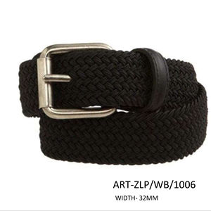 Cinturón Elástico Unisex de Alta Calidad de 35 mm en Tela Gris, Elegante y Cómodo con Extremos de Cuero Genuino, Accesorio Premium - Product Image 1