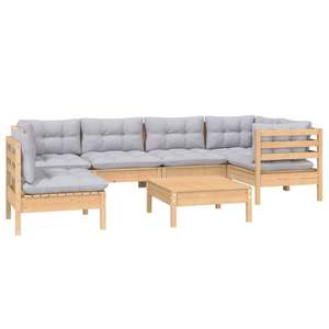 Conjunto de Muebles de Jardín Modulares de 7 Piezas en Madera de Pino Sólido Gris, Muebles de Exterior Modernos - Product Image 3