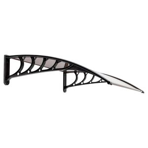 Tettoia Antipioggia 100 x 96 cm Marrone con Supporto Nero per Porte e Finestre, per Uso Domestico - Product Image 4