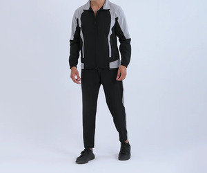 Veste de survêtement zippée à capuche pour homme, coupe ample, respirante, écologique, séchage rapide, en polyester, noir/gris, design uni - Product Image 6