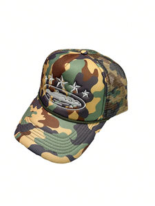 Camouflage Trucker Cap Custom Logo Embroidery Mesh Back Baseball Cap Outdoor Adjustable Snapback <b>Hat</b> - Product Image 6