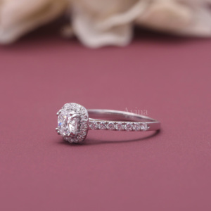 IGI Certified Lab Grown Cushion Cut <b>Diamond</b> Halo Engagement <b>Ring</b> 14K White / Rose And Yellow Gold Hidden Halo <b>Diamond</b> <b>Ring</b> - Product Image 5