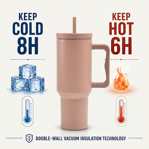 Mug de Voyage Isotherme en Acier Inoxydable 40 oz avec Couvercle et Paille - Product Image 2