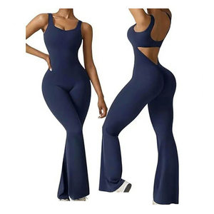 NUEVO Mono de Verano 2026 para Mujer, Mono de Yoga Personalizado de Punto Acanalado, Sin Mangas, de Color Sólido - Product Image 2
