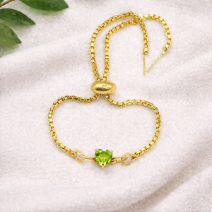 Crystal Quartz Heart Bracelet <b>Gold</b> Plated Prong <b>Set</b> Adjustable Slider Bracelet Handmade Gemstone January Birthstone Jewelry - Product Image 6