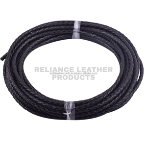 Black Matt 5mm Bolo Braided Leather Cord Real Cowhide Round <b>Rope</b> for Large Statement Necklaces and High End DIY Jewelry Findings - Product Image 2