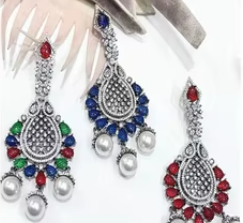 Pendientes de Rubí Plateados en Plata de Primera Calidad, Pendientes de Lujo para Fiestas, Colección de Pendientes de Lujo para Chicas - Product Image 2