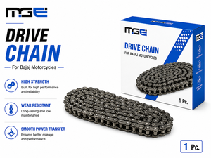 Cadena de transmisión MGE para motocicletas Bajaj de alta resistencia, resistente al desgaste, transferencia de potencia suave. - Product Image 1