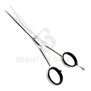 Professional Stainless Steel Hair Cutting Scissors with Sharp Straight Blades and Black Comfort Finger <b>Ring</b> Grips - Product Image 2