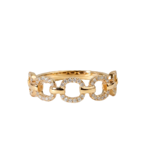 Anillo Fino con Diamante de Laboratorio Redondo, Color DEF, Claridad VSVVS, Certificado IGI, Oro Sólido de 10K, 14K, 18K, Diseño Geométrico de Cadena, Anillo de Moda - Product Image 1