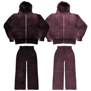 ชุดวอร์ม Vanek International แบบ unisex สีเขียวลายจุด มีฮู้ด ผ้าฝ้าย/ขนแกะ 2 in 1 สไตล์สตรีทแวร์ แขนยาวลำลอง เอวยางยืดด้านข้าง - Product Image 3