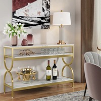Table console d'entrée de luxe en fer miroir convertible avec LED, design arche incurvée, mobilier de maison moderne et écologique avec rangement