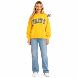 Sweat-shirt jaune oversize à col montant avec logo personnalisé brodé à l'avant, motif Gingham, en molleton de coton écologique, pour l'hiver et l'automne, vente en gros - Product Image 1