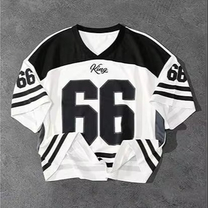Maillot de football personnalisé pour homme, coupe ample, style streetwear, col rond, en maille, nouveau design, maillots de football courts en maille vierges - Product Image 1