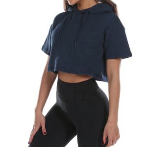 เสื้อครอปท็อปแขนสั้นแบบสวมใส่สบายสำหรับผู้หญิง ผ้าเจอร์ซีย์ 100% คอตตอน เหมาะสำหรับออกกำลังกาย - Product Image 3