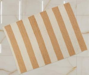 พรมปูพื้นสไตล์โบโฮทันสมัย ทอมือจากเส้นใยปอกระเจา ลายเส้นสีเอิร์ธโทน  ตกแต่งบ้านสไตล์เรียบง่ายแต่หรูหรา - Product Image 6