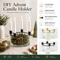 Portavelas de Adviento al por mayor, centro de mesa de cuatro cuencos de cristal para decoración de mesa navideña, centro de mesa portavelas de Navidad