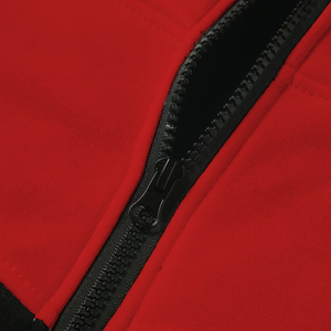 Chándal con Capucha para Hombre, Color Rojo y Negro, con Bloques de Color, Cierre Completo, Transpirable, Ecológico, Reversible, de Forro Polar de Poliéster/Algodón, Informal - Product Image 5