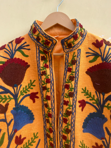 Handmade 100% Cotton Velvet Suzani Kimono Jacket | Autumn/<b>Winter</b> <b>Quilted</b> Breathable Eco-Friendly Boho Design with Embroidery - Product Image 2