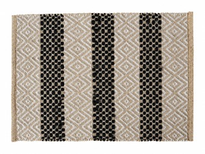 Natural Cotton <b>Black</b> Beige Woven Braided Bath <b>Mat</b> Geometric Textured Contemporary Bathroom Floor <b>Mat</b> Home Decor - Product Image 1