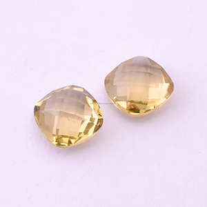 Qualité supérieure Or Vert Facettes Coussin Forme Citron Quartz Naturel Pierres Précieuses En Vrac Utilisation pour Faire Des Bijoux Boucles D'oreilles Bracelet - Product Image 1