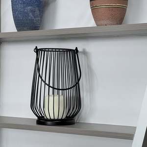 Portavelas de metal negro de 9.49 pulgadas de alto y 6.6 pulgadas de diámetro, decoración duradera para el hogar - Product Image 4