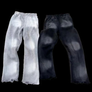 Pantalones Casuales para Hombre, Corte Acampanado, Ligeros, Lavado Ácido, 100% Algodón Terry, Borde sin Rematar, Efecto Desgastado por el Sol, Alta Calidad - Product Image 6