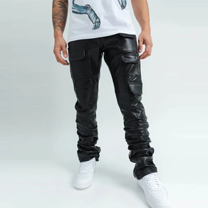 Reasonable Price Customized Logo Design <b>Men</b> Leather Pant Casual Wear Black Color <b>Men</b> Leather Pant - Product Image 2
