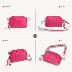 Bolso pequeño acolchado tipo puffer con correa ajustable, riñonera rosa para mujer, para correr, viajar, hacer senderismo, hacer ejercicio y practicar deportes. - Product Image 2