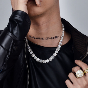 สร้อยคอแฟชั่นแบบ Iced Out ประดับเพชรทรงกลมและสี่เหลี่ยม หรูหรา สไตล์ฮิปฮอป สำหรับผู้ชายและผู้หญิง ขายส่ง สร้อยคอสุดฮิต - Product Image 1