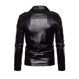 Chaquetas de Cuero para Hombre 2026, Nuevas, Blancas y Negras, Casuales, con Solapa, Corte Ajustado, Cierre Diagonal, Chaqueta de Motociclista de Cuero PU, Ropa para Hombre - Product Image 6