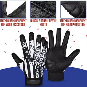 Gants de frappeurs au design drapeau aigle, noir et blanc, en polyester, unisexe, pour adultes, pour l'entraînement, à enfiler, en tissu tricoté, à la mode - Product Image 3