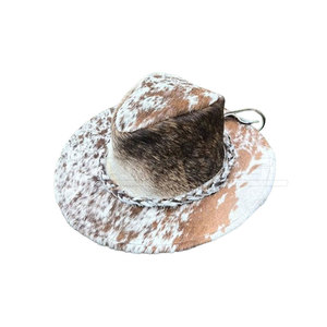 Leather Cowboy <b>Hat</b> Rugged <b>Western</b> Style Durable Leather Construction Outdoor Riding And Travel Use - Product Image 3