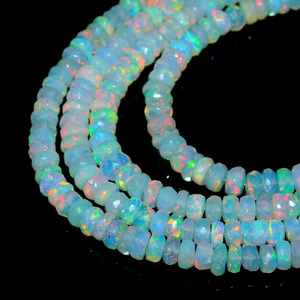 Cuentas facetadas de ópalo de fuego etíope Welo, forma rondel, 4-5 mm, calidad natural AAA+, hilo de 16 pulgadas para la fabricación de joyas - Product Image 2