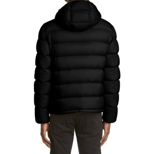 Blouson matelassé noir à col montant, coupe-vent, rembourré de duvet, fermeture éclair, décontracté, à capuche, pour l'hiver - Product Image 2