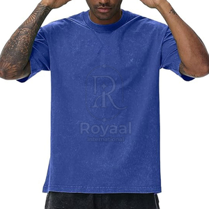 T-shirt pour homme imprimé sur mesure, fabriqué en usine, tendance, effet délavé, 100 % coton, léger, coupe ample - Product Image 2