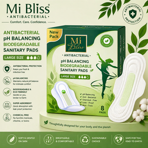 Toallas Sanitarias Mi Bliss Ecológicas, Antibacterianas, Equilibran el pH, Biodegradables, de Algodón Orgánico, Ultrafinas, con Alas Grandes, para Flujo Abundante - Product Image 1